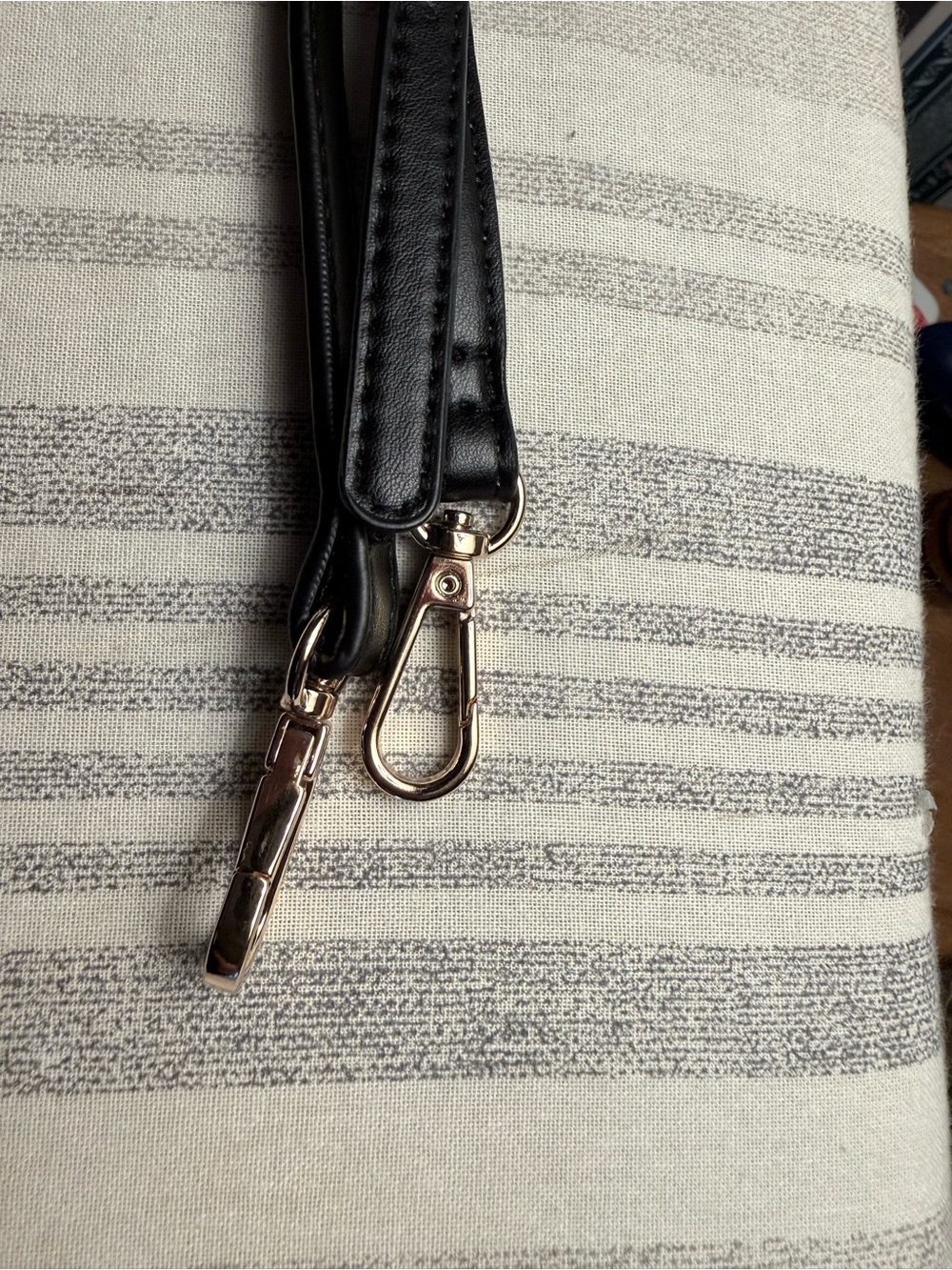 Black Leather-like Bag Strap with Silver Hardware